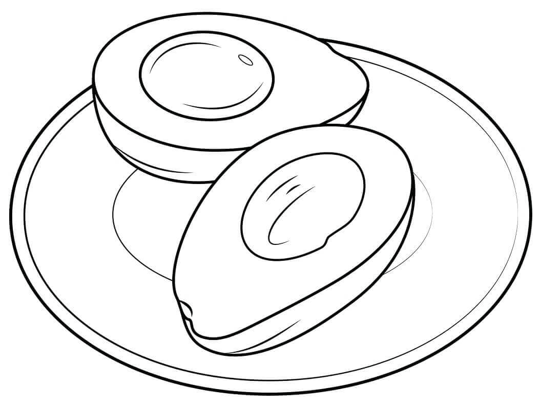 Dibujo de Aguacate en un Plato para Colorear