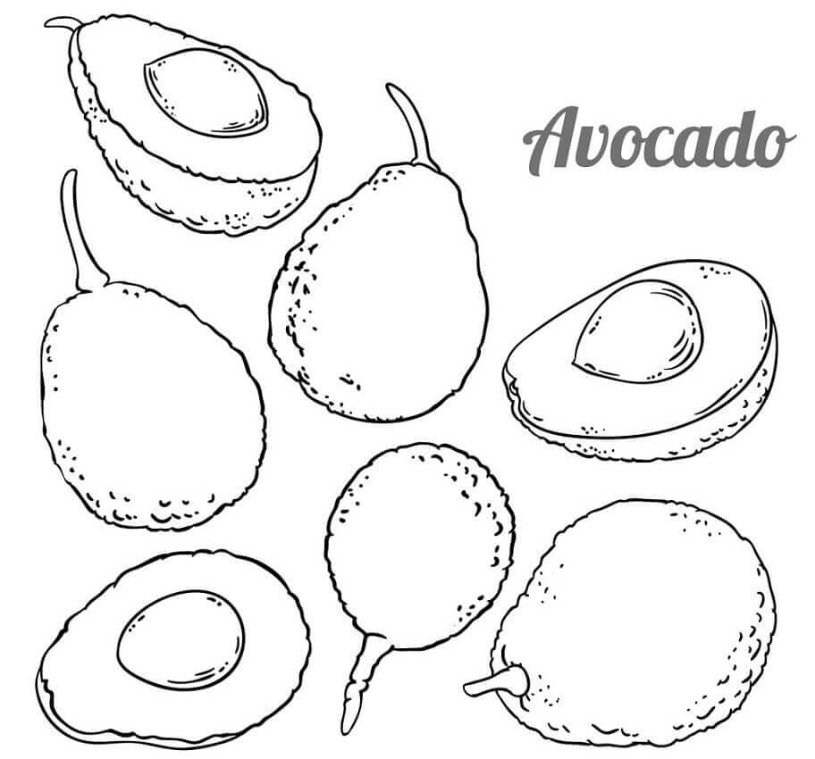 Dibujo de Aguacates 2 para Colorear
