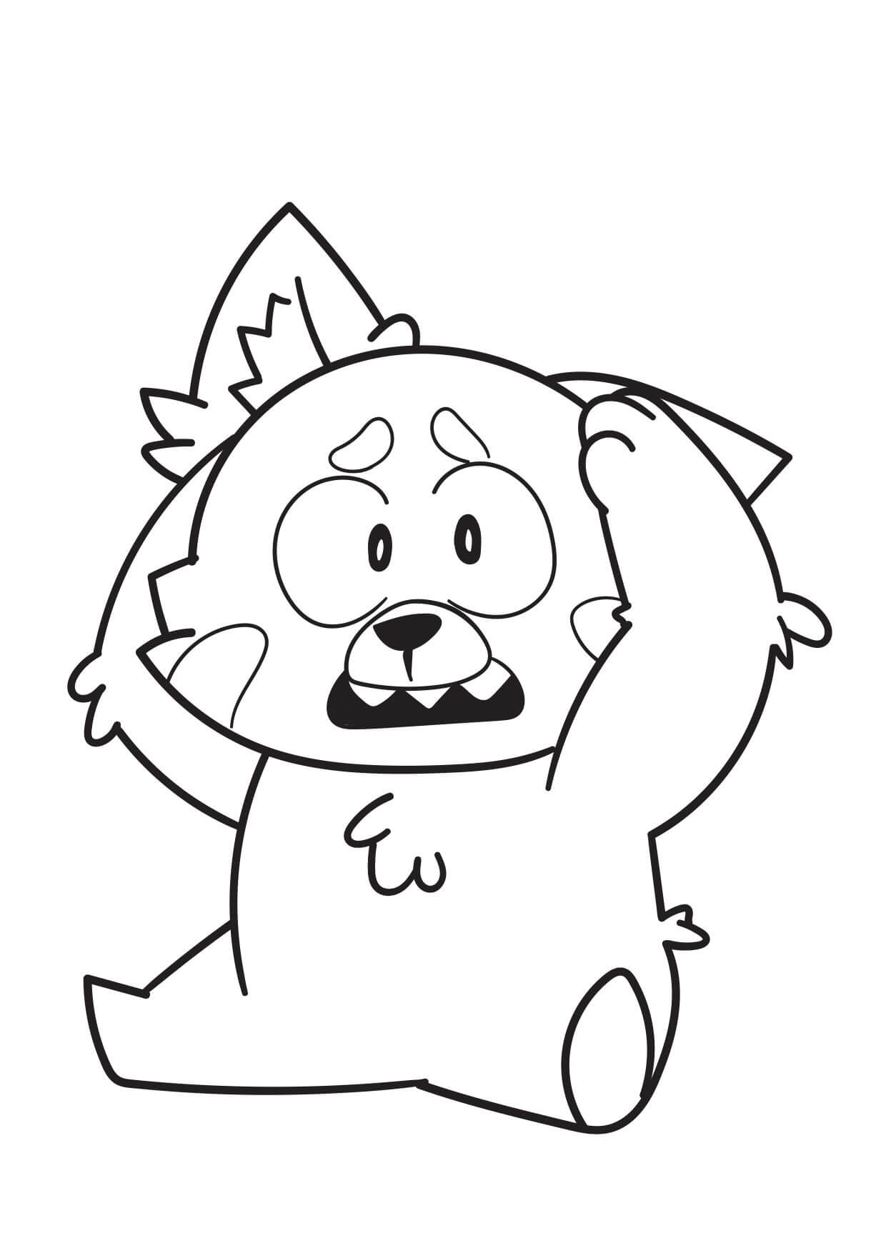 Dibujo de Lindo Panda Rojo Girando para Colorear