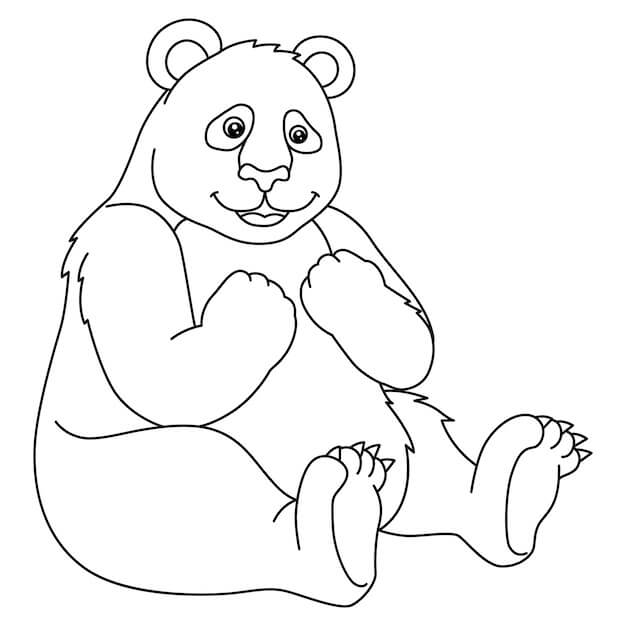 Dibujo de Panda Gordo Sentado para Colorear