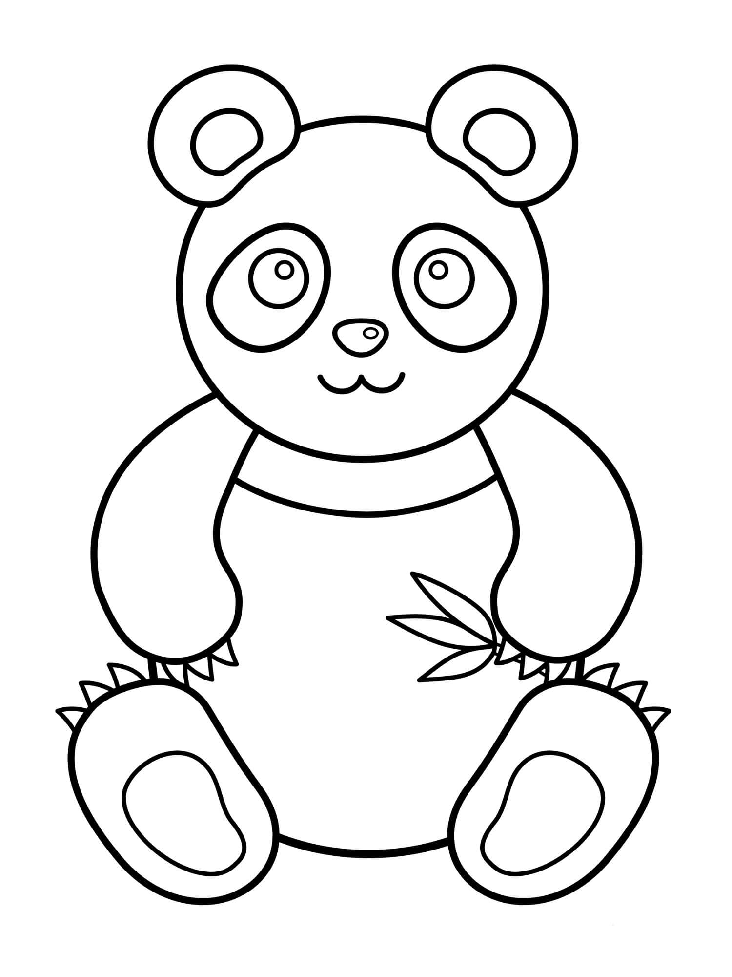Dibujo de Panda Kawaii Sentado para Colorear