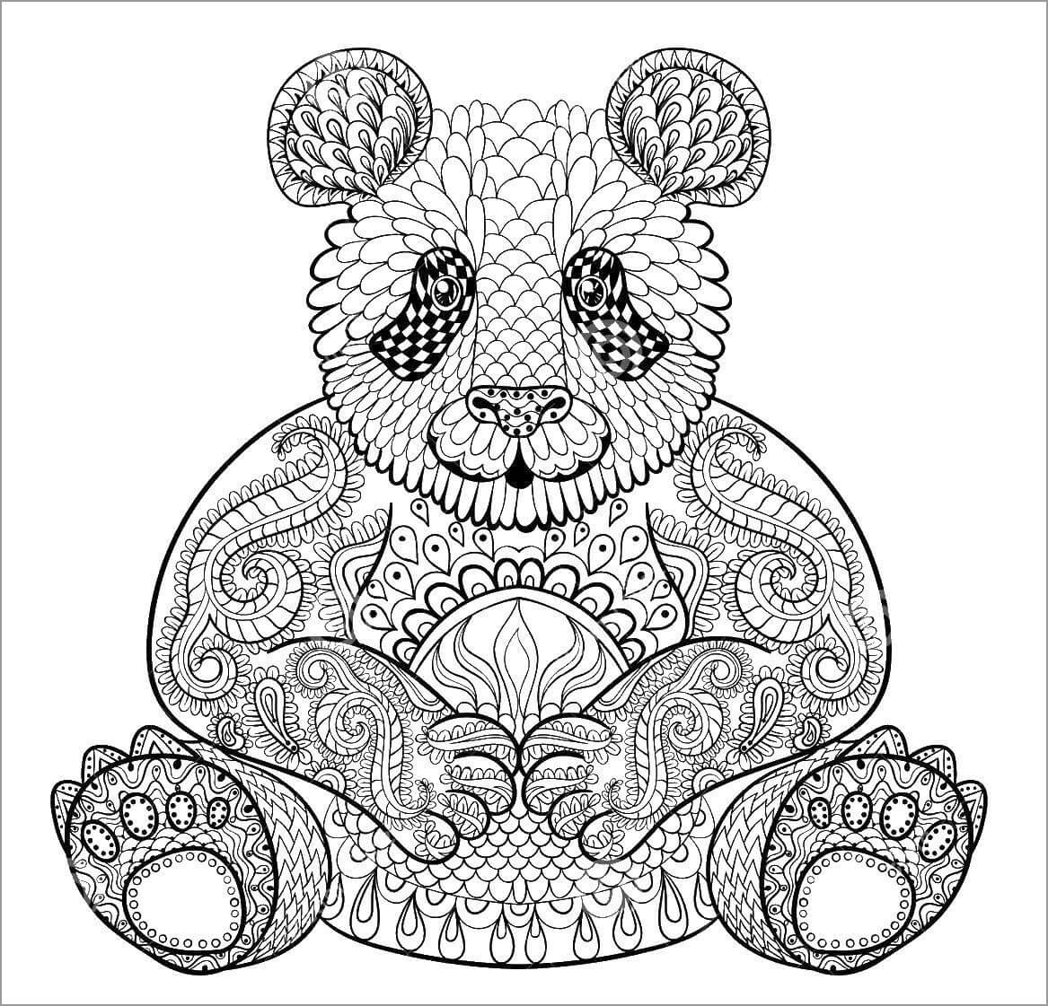 Dibujo de Panda Sentado Mandala para Colorear