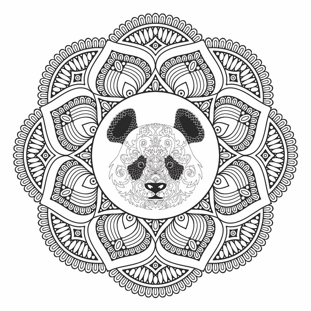 Dibujo de Cabeza de Panda Es para Adultos para Colorear
