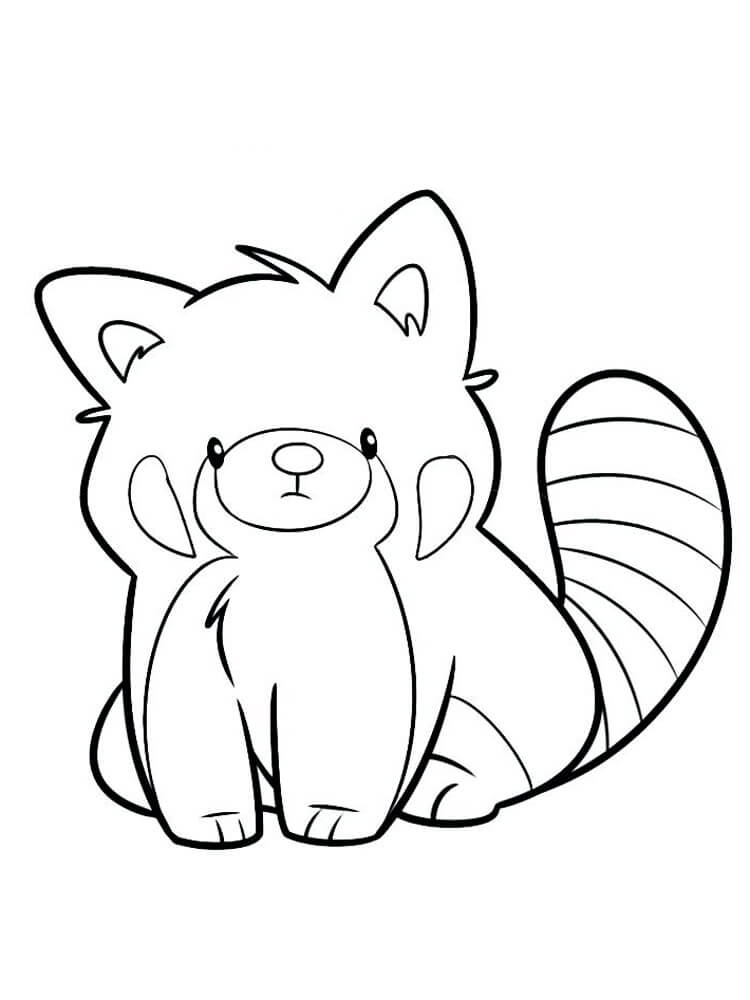 Dibujo de Lindo Panda Rojo para Colorear