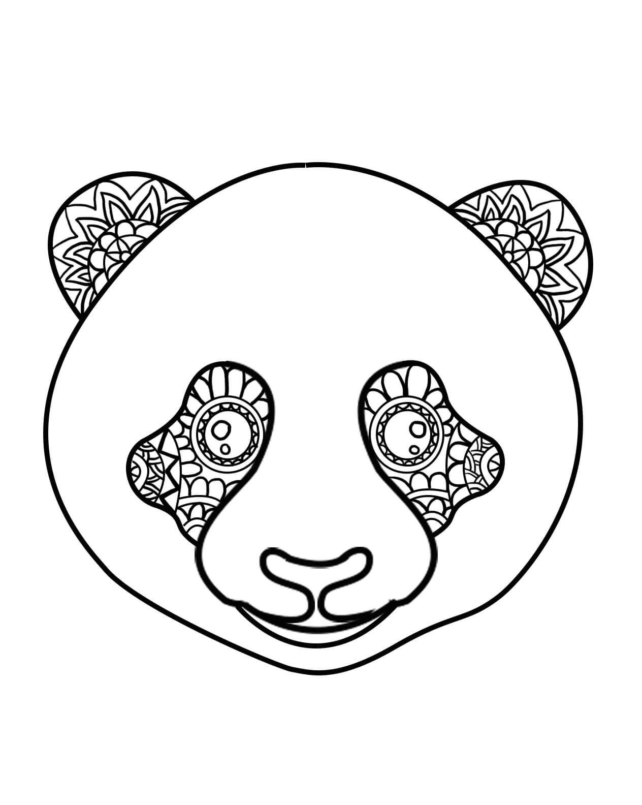 Dibujo de Mandala de Cabeza de Panda para Colorear