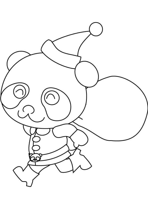 Dibujo de Panda de Navidad para Colorear
