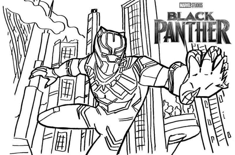 Dibujo de Pantera Negra en la Ciudad 1 para Colorear