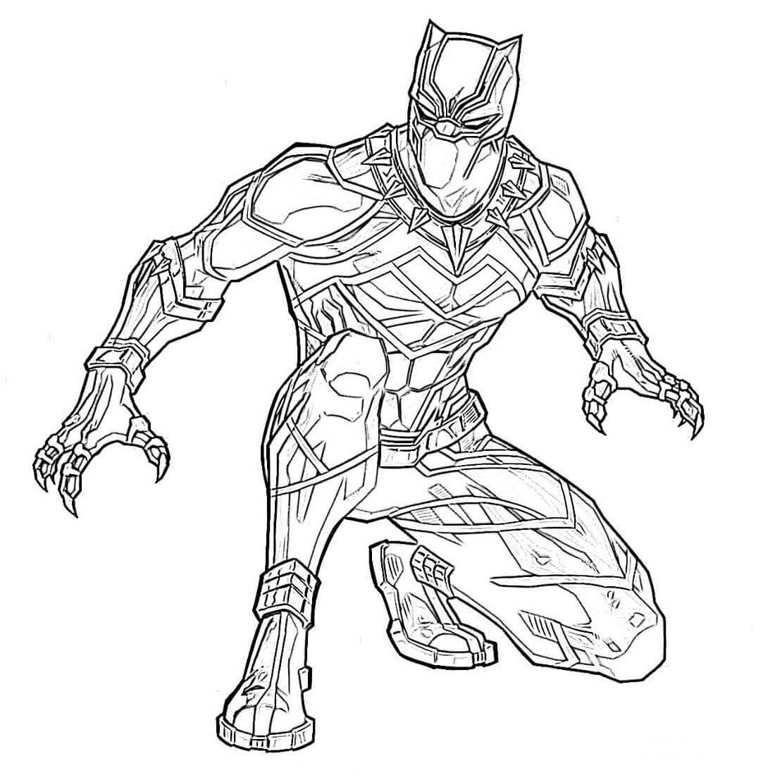 Dibujo de Pantera Negra Sentado 1 para Colorear