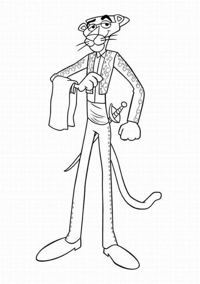 Dibujo de Caballero Pantera Rosa para Colorear