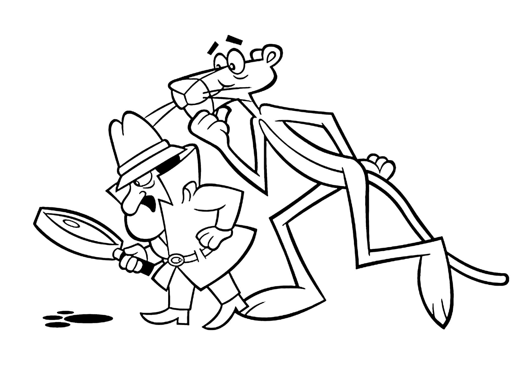 Dibujo de Detective Encontrando a la Pantera Rosa para Colorear