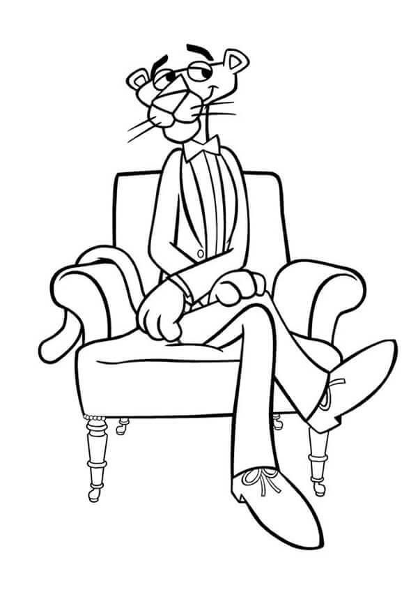 Dibujo de Pantera Rosa Sentado para Colorear