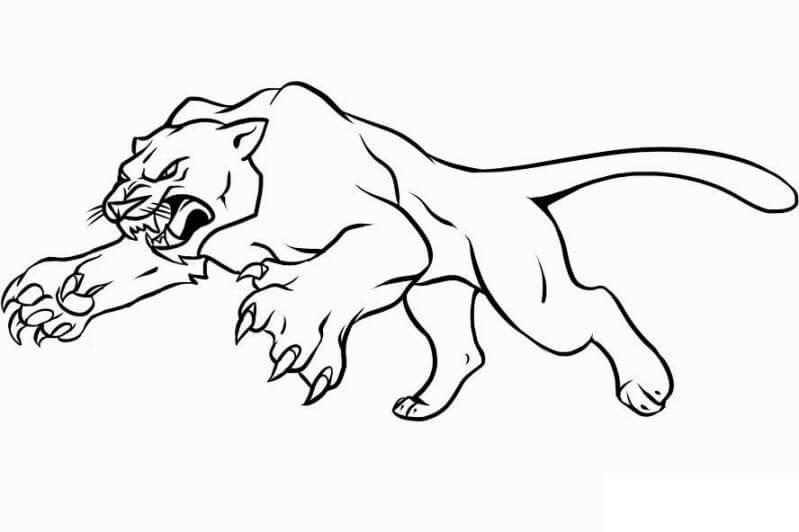 Dibujo de Ataque de Pantera para Colorear