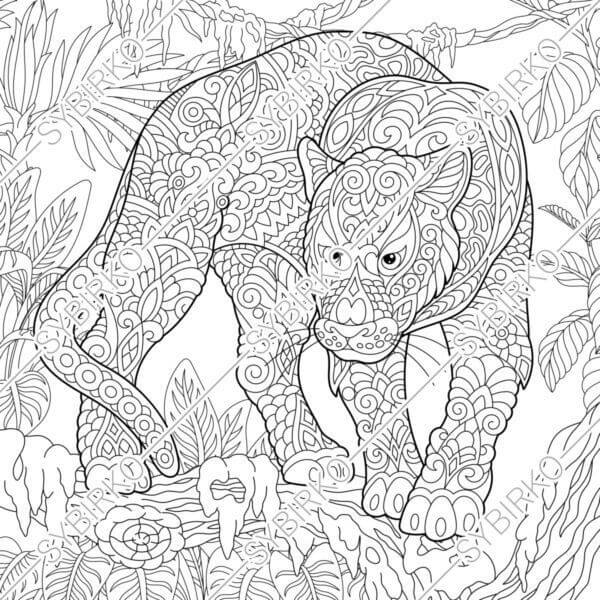 Dibujo de Mandala Pantera para Colorear