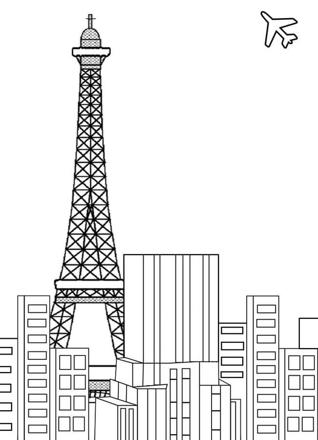 Dibujo de Buena Ciudad de Paris para Colorear