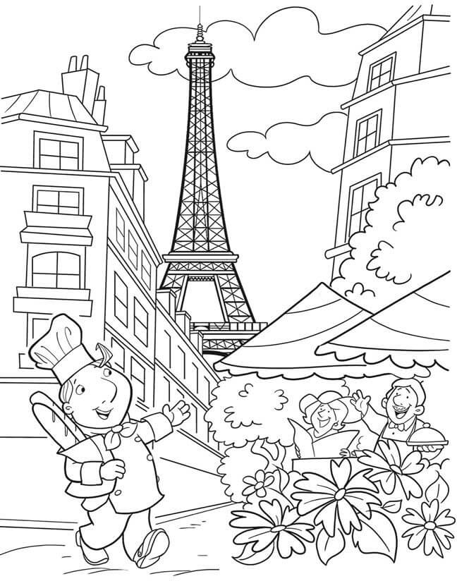 Dibujo de Animados de la Ciudad de Paris para Colorear