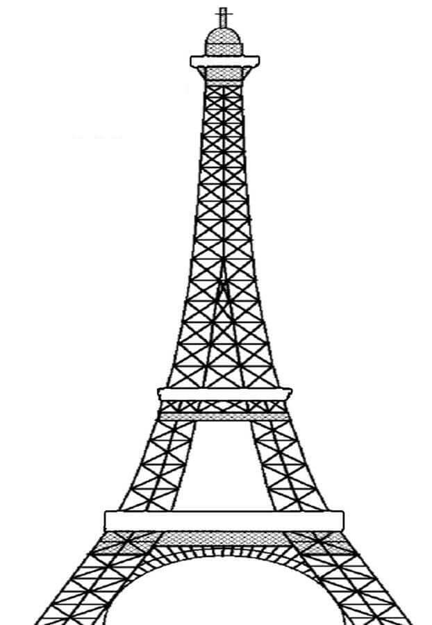 Dibujo de Gran Torre Eiffel en la Ciudad de Paris para Colorear