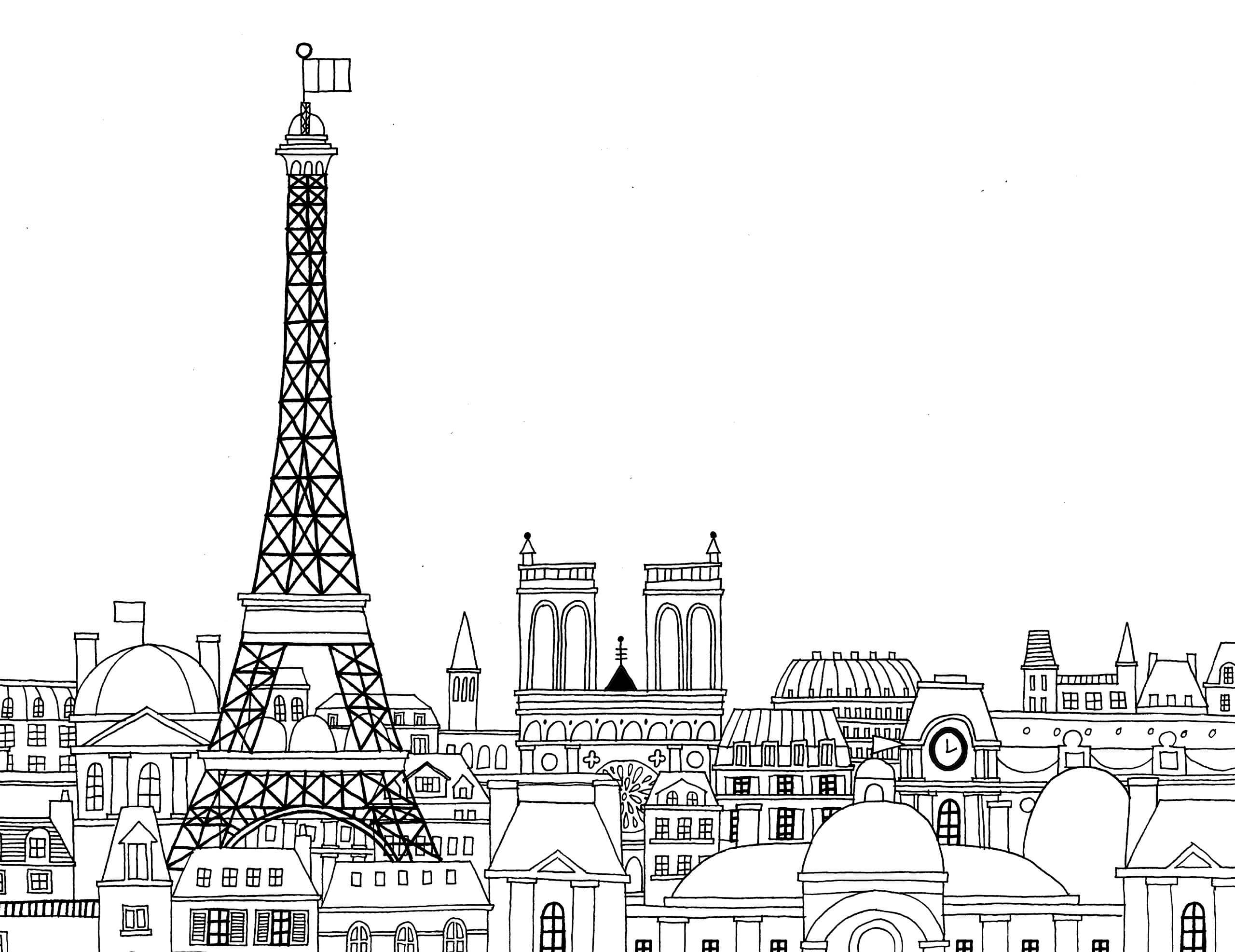 Dibujo de Hermosa Ciudad de Paris para Colorear