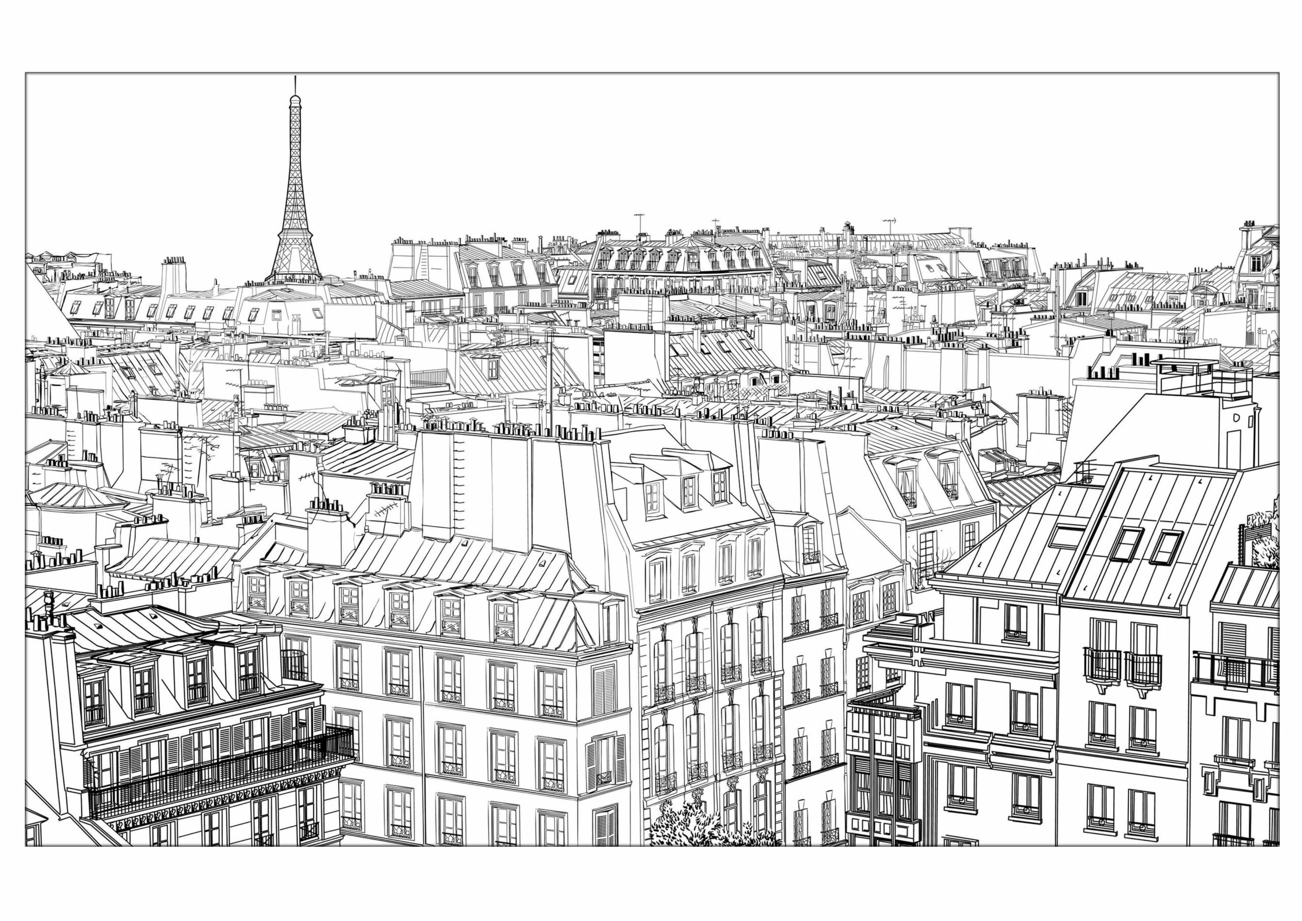 Dibujo de Impresionante Ciudad de Paris Scaled para Colorear