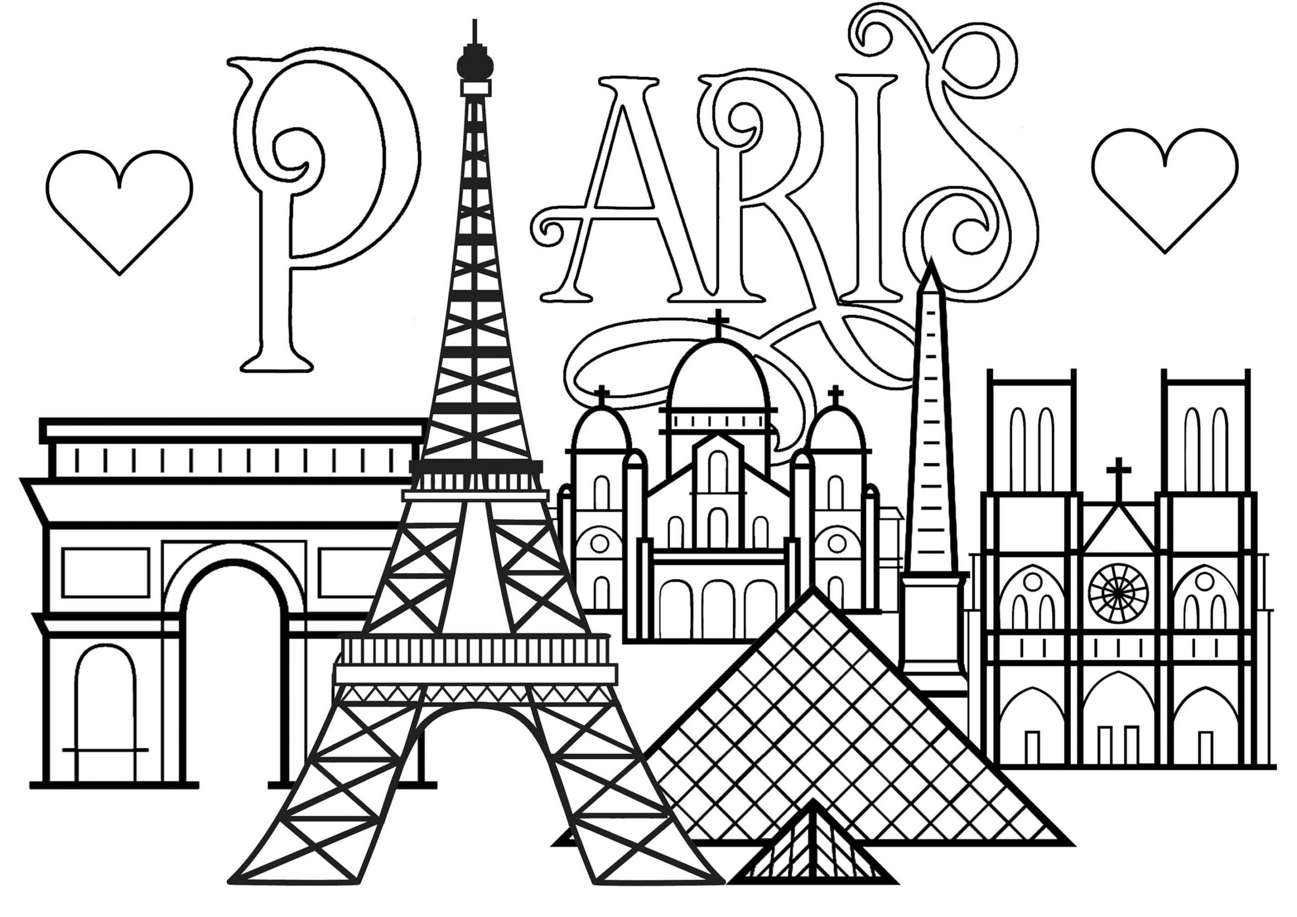 Dibujo de Paris básico Scaled para Colorear