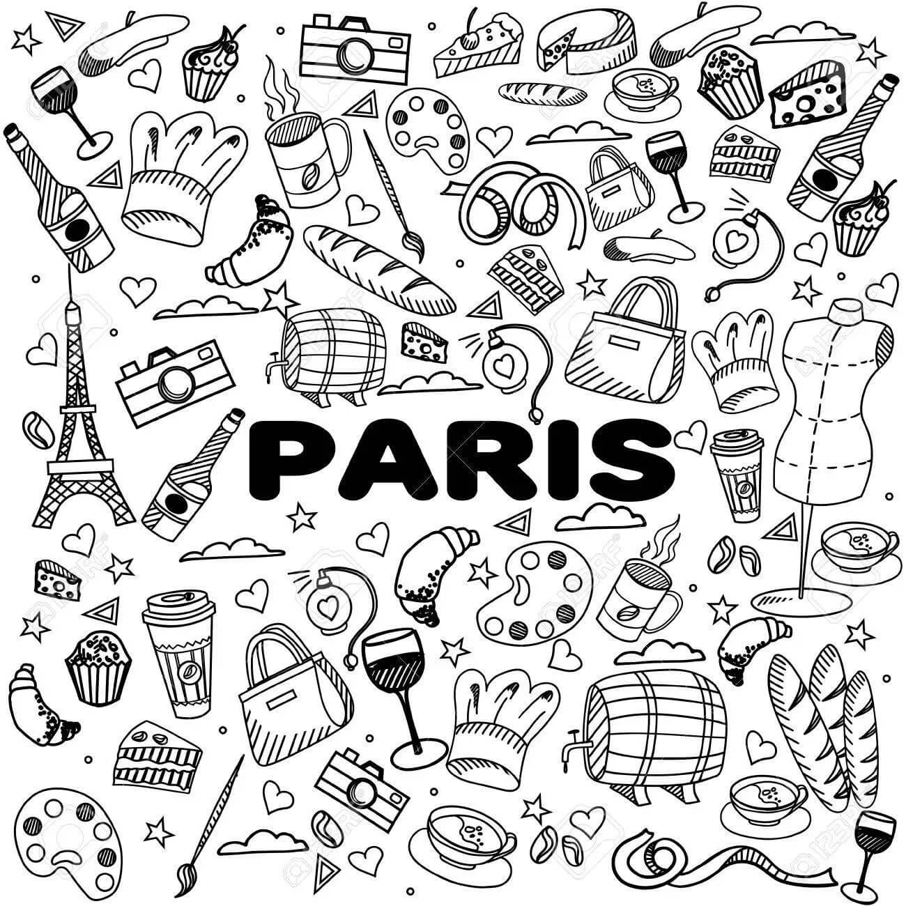 Dibujo de Paris de Dibujos Animados para Colorear