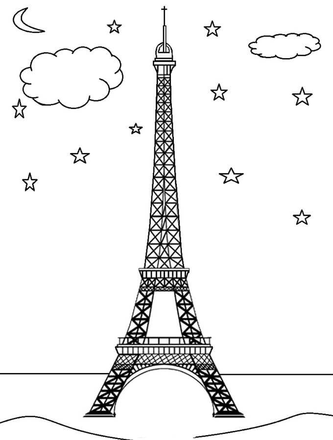 Dibujo de Torre Eiffel básica para Colorear