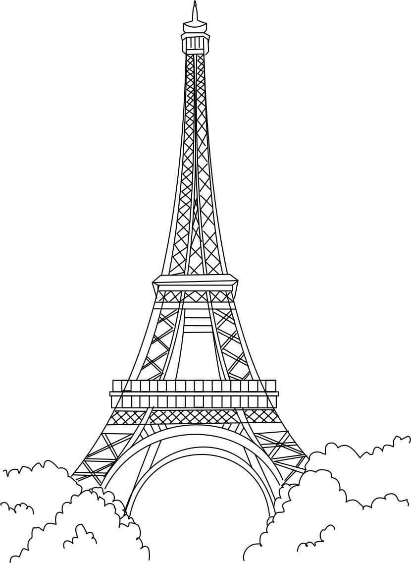 Dibujo de Torre Eiffel Normal en Paris para Colorear