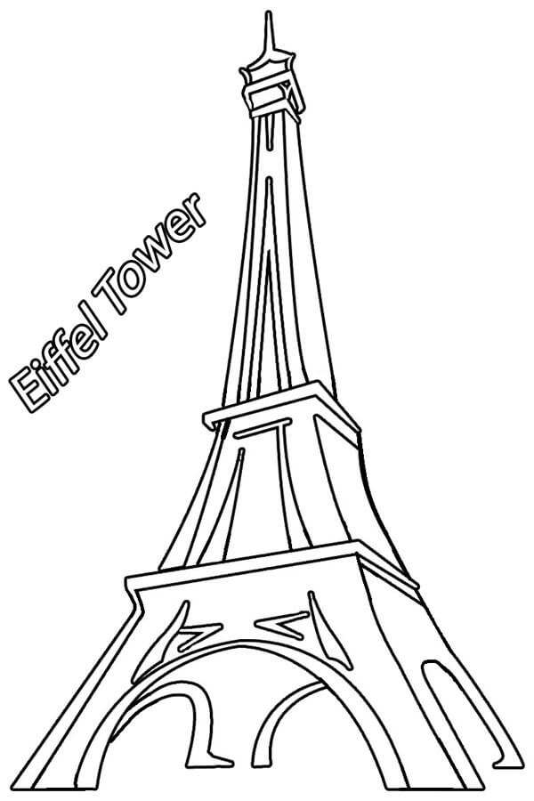 Dibujo de Torre Eiffel Sencilla en Paris para Colorear