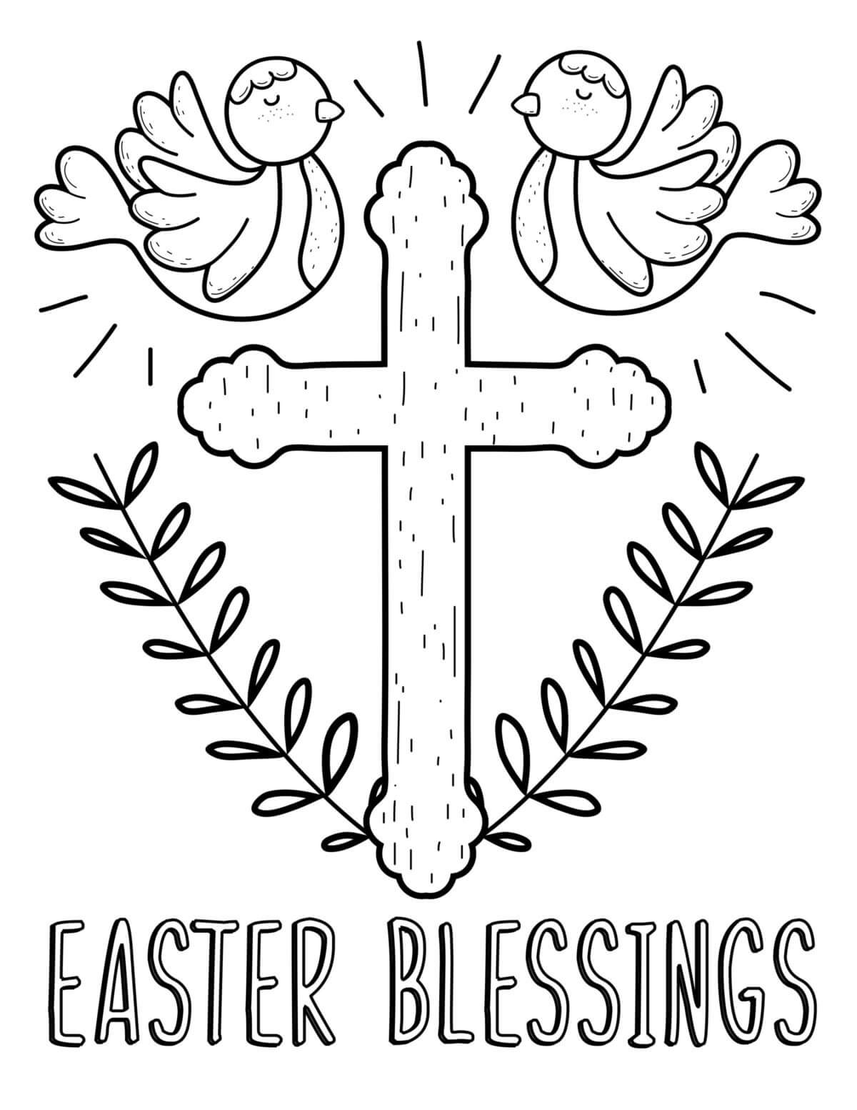 Dibujo de Bendiciones de Pascua para Colorear
