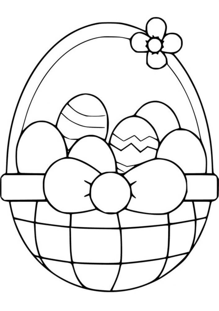 Dibujo de Canasta de Huevos de Pascua para Colorear