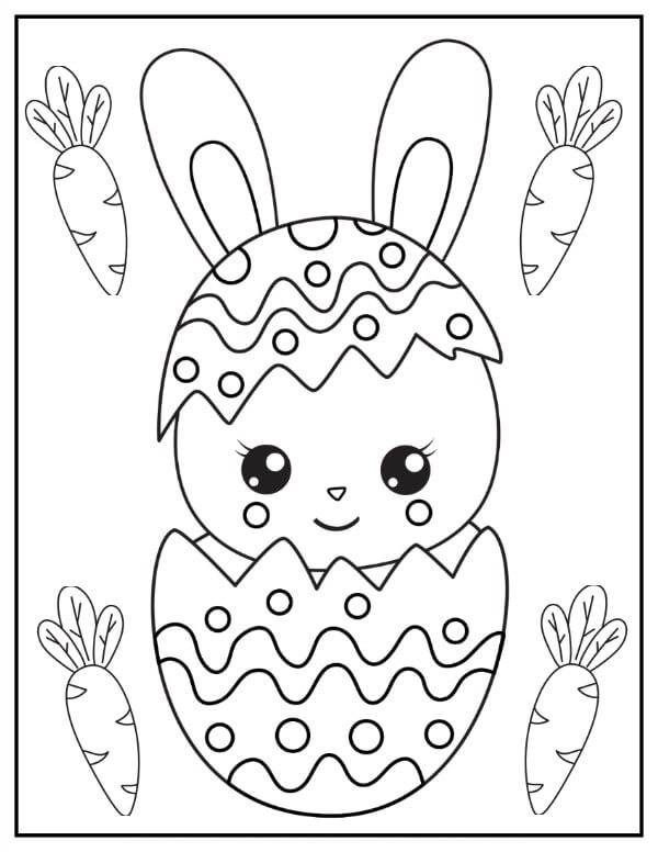 Dibujo de Conejo de Pascua Sonriente para Colorear
