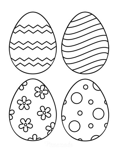 Dibujo de Cuatro Huevos de Pascua 1 para Colorear