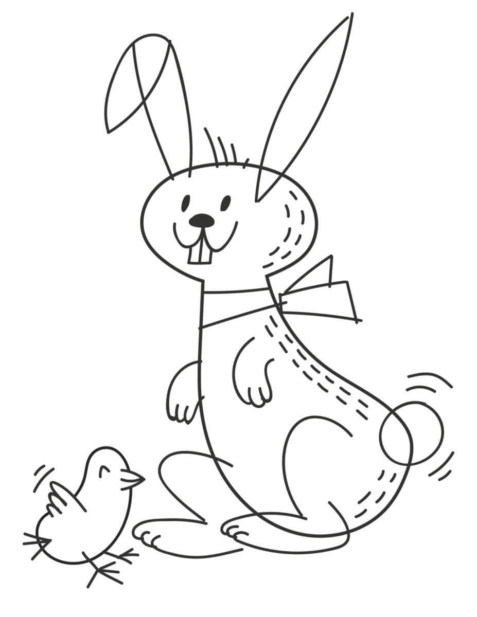 Dibujo de Drawing Easter Bunny And Chick para Colorear