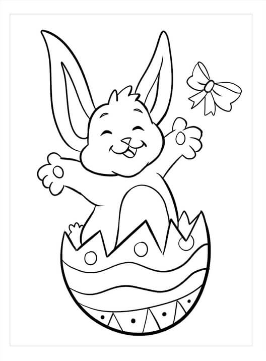 Dibujo de Feliz Conejito de Pascua y Cinta para Colorear
