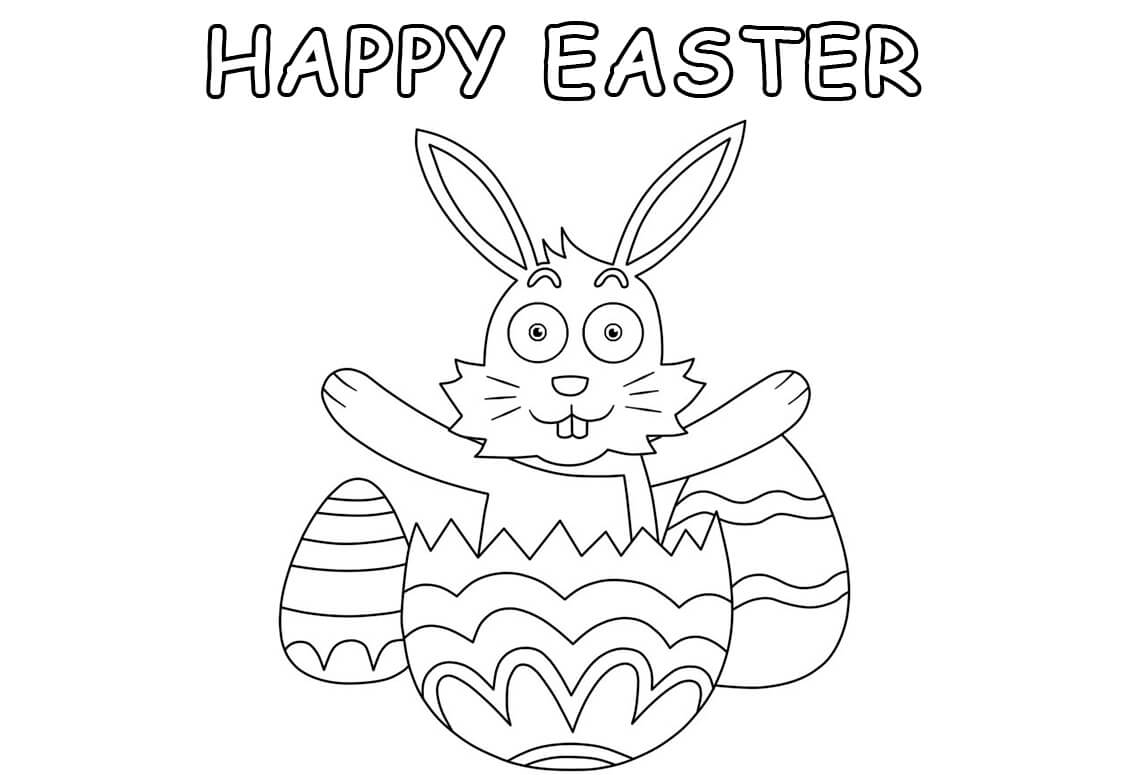 Dibujo de Happy Easter Bunny para Colorear