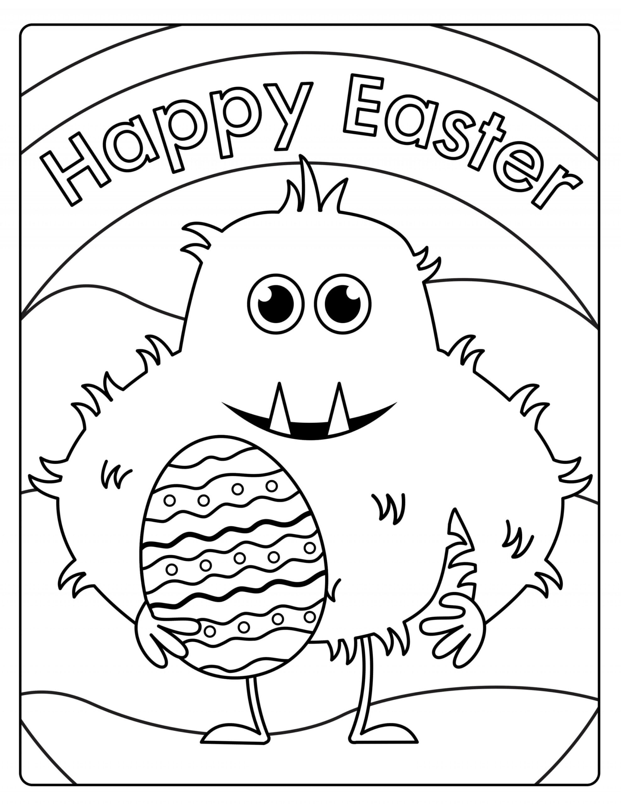 Dibujo de Monstruo con Huevo de Pascua Scaled para Colorear