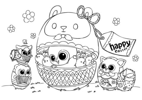 Dibujo de Yoohoo y Amigos en Pascua para Colorear