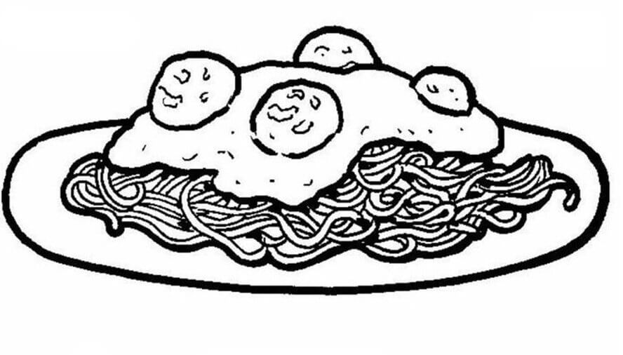 Dibujo de Pasta con Cuatro Huevos para Colorear