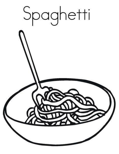 Dibujo de Pasta de Espagueti para Colorear
