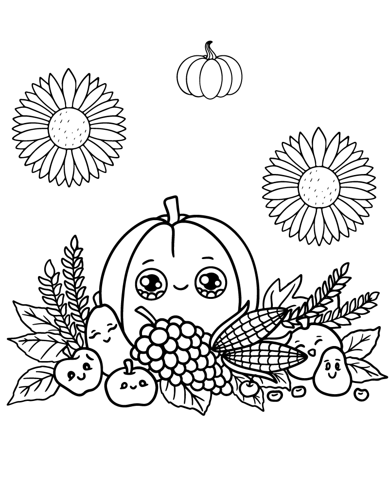 Dibujo de Autumn Harvest Coloring Page para Colorear