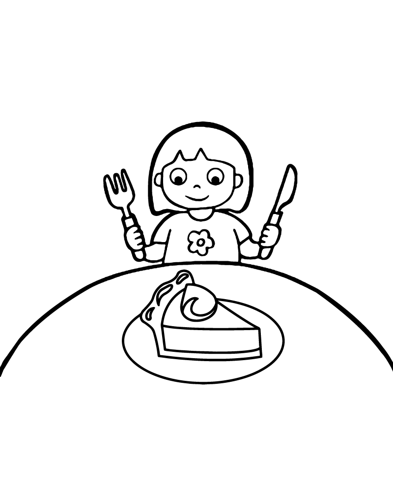 Dibujo de Kid Eating Pumpkin Pie Coloring Page para Colorear