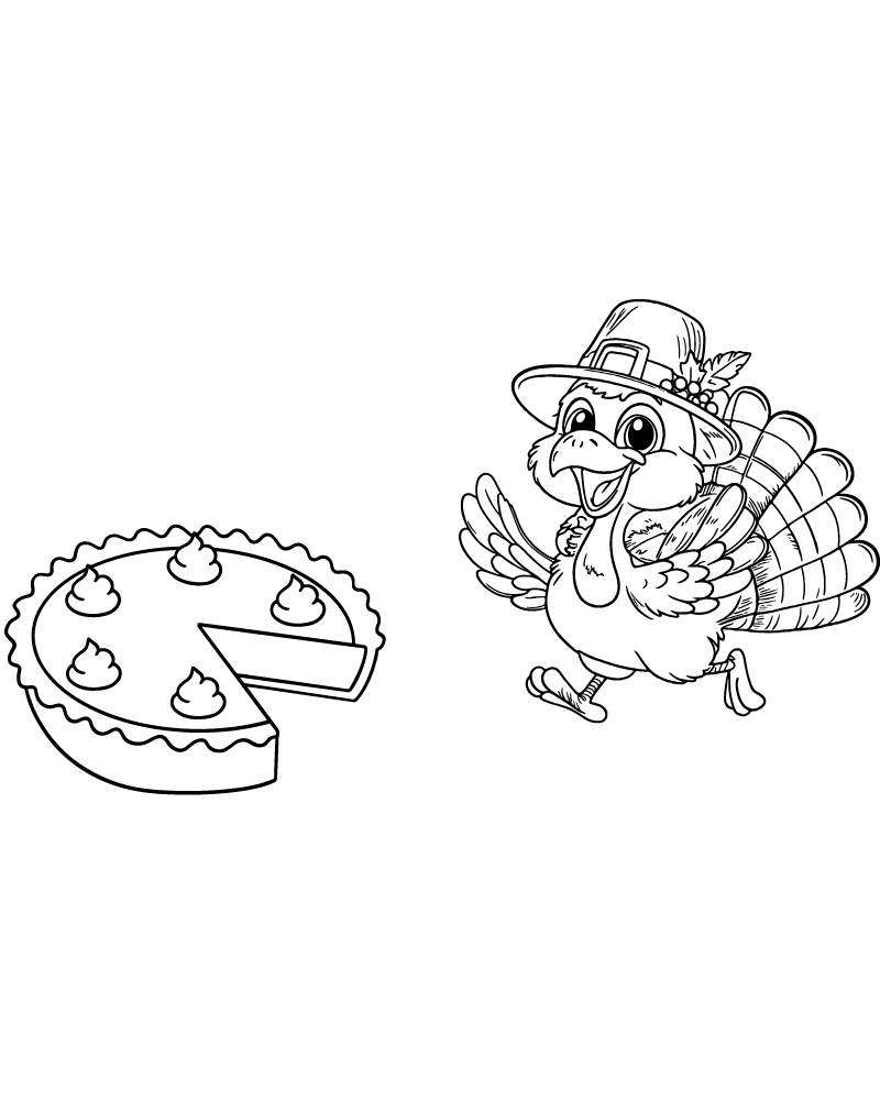 Dibujo de Pumpkin Pie And Turkey Coloring Page para Colorear