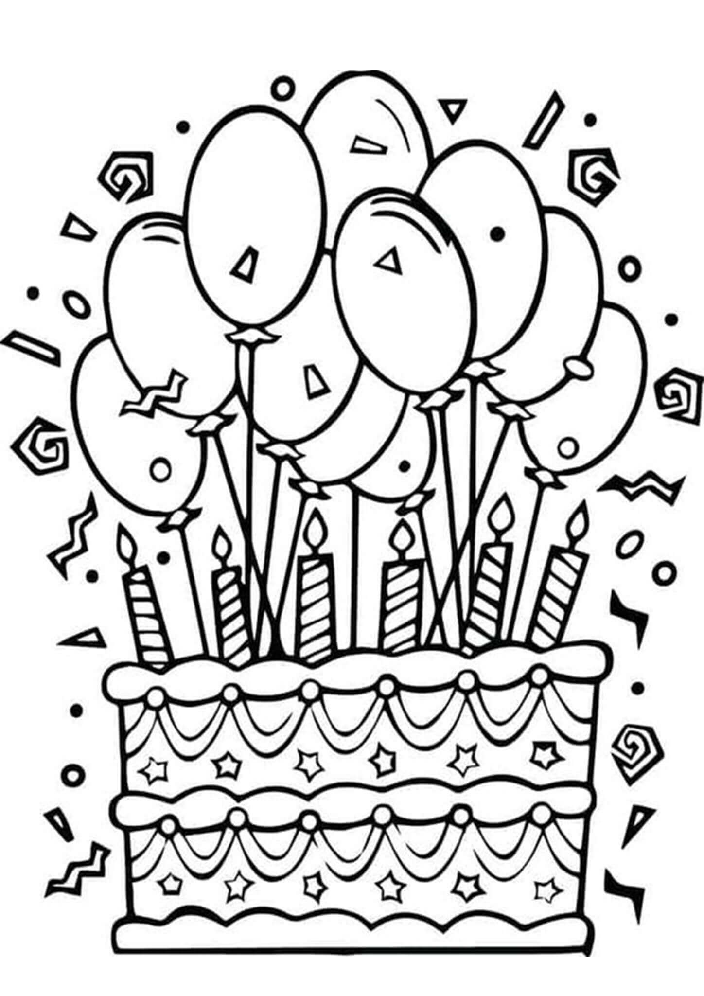 Dibujo de Pastel de Globos para Colorear