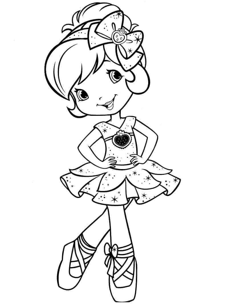 Dibujo de Bailarina de Tarta de Fresa para Colorear