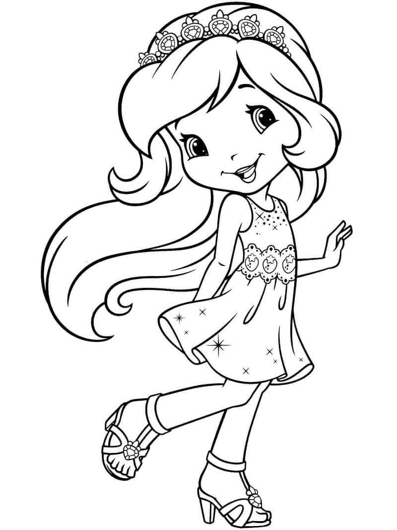 Dibujo de Princesa Tarta de Fresa para Colorear
