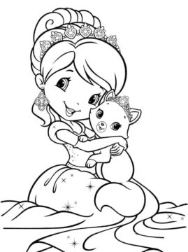Dibujo de Tarta de Fresa Sirena para Colorear