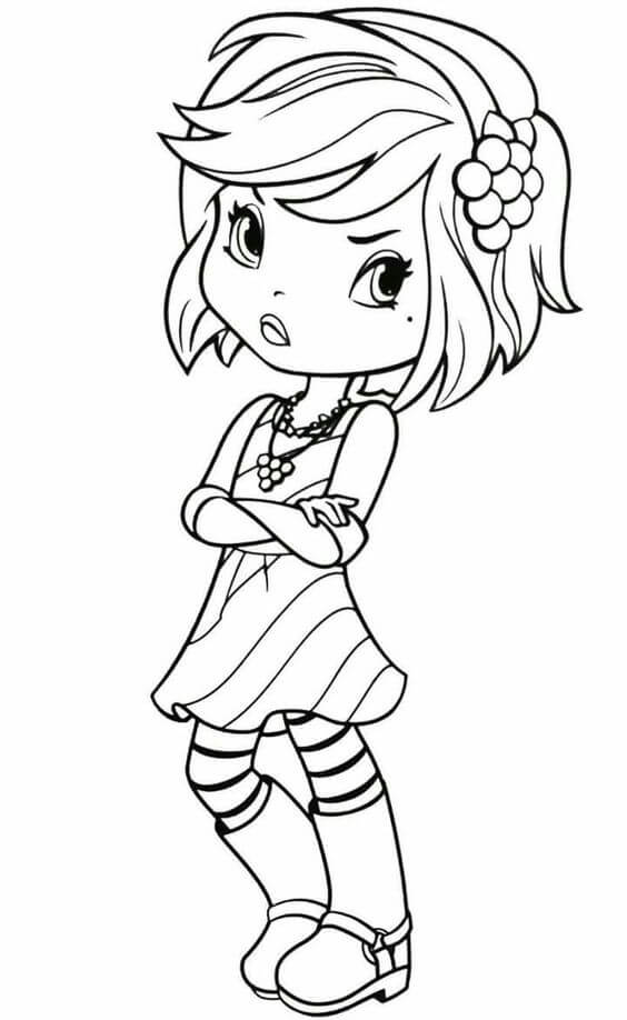 Dibujo de Tarta de Fresa Fresca para Colorear