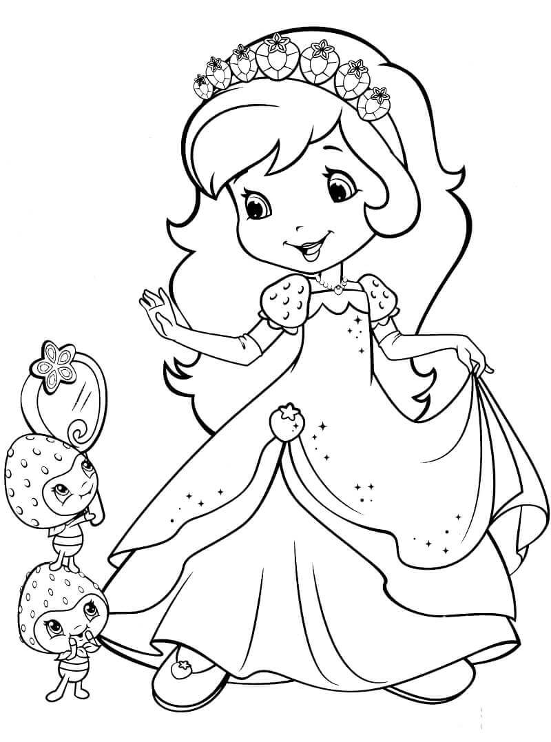 Dibujo de Tarta de Fresa y Berrykins para Colorear