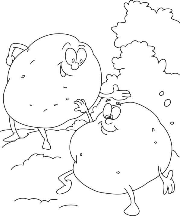 Dibujo de Dos Patatas Sonriendo para Colorear