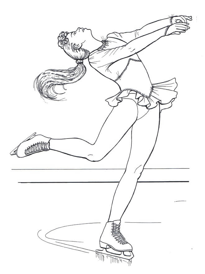 Dibujo de Chica Bailando en la Pista de Patinaje para Colorear