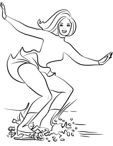 Dibujo de Chica Guay Va a Patinar Sobre Hielo para Colorear